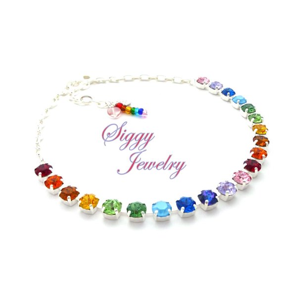 Swarovski Crystal Pride Rainbow Necklace Assorted Finishes, 8mm Crystals - Picture 4 of 9